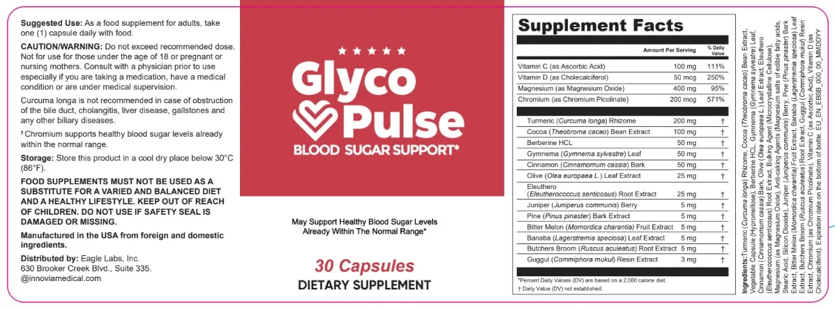 Glyco Pulse Supplement Facts Label
